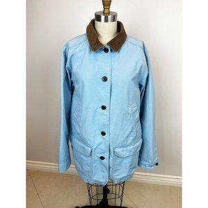 Vtg L.L. BEAN Canvas Chore Barn Coat Sz XL Sky Blue Corduroy Collar Utility